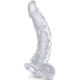 Clear Realistischer, gebogener Dildo mit Hoden 16,5 cm